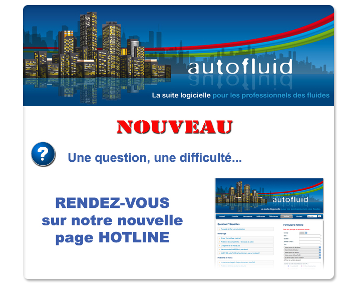 Tracéocad nouvelle page hotline assistance gratuite pour AutoFLUID 2009 logiciel chauffage plomberie ventilation climatisation